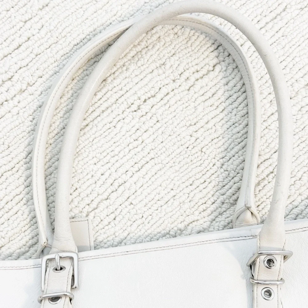 COACH Hampton Medium White Carry All Tote Handbag Leather Vintage M04S-5131